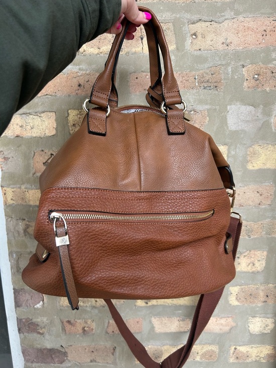 Handbags - Brown Pebbled Leather Satchel Handbag